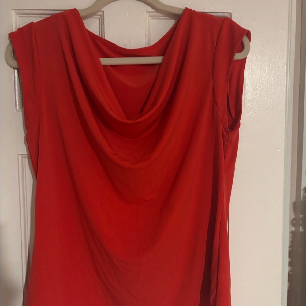 Elegant Red Drape Neck Women's Top